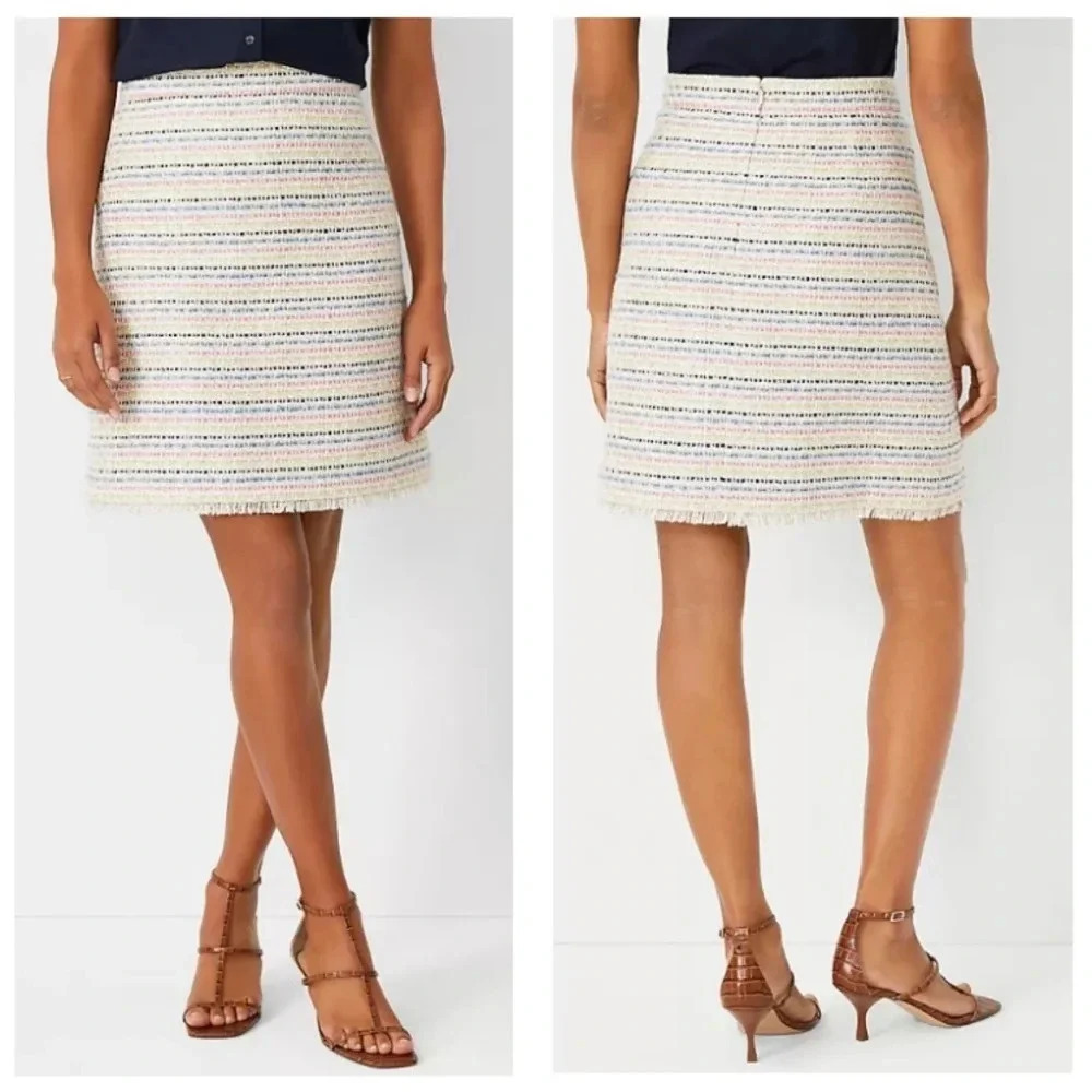 Ann Taylor Shimmer Fringe Tweed Skirt
